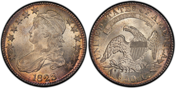 1823 Capped Bust Half Dollar. O-110a. Ugly 3.  MS-65 (PCGS).